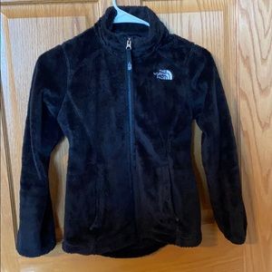 North Face black fuzzy fleece girls jacket
